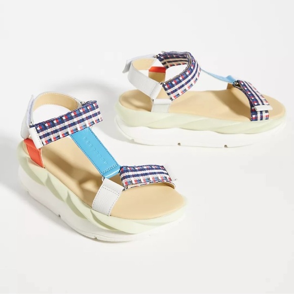 Anthropologie 4 CCCCEES Mellow Elan Velcro Platform Sport Sandals - Picture 9 of 10